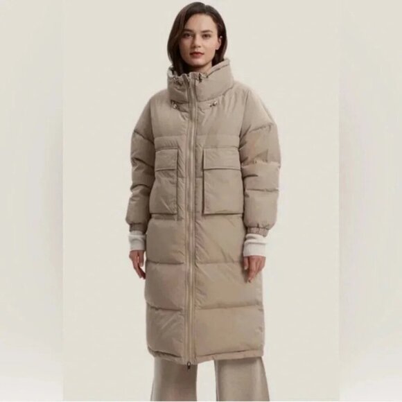 NAP loungewear Oversized Padded Down Puffer Coat in a neutral Sand size medium - Picture 13 of 13